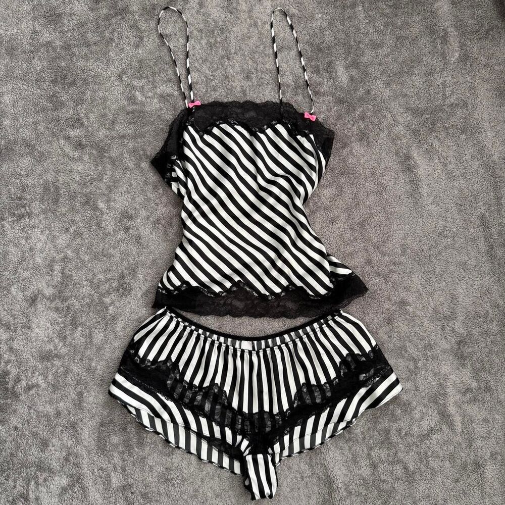 Victoria Secret black & white striped set